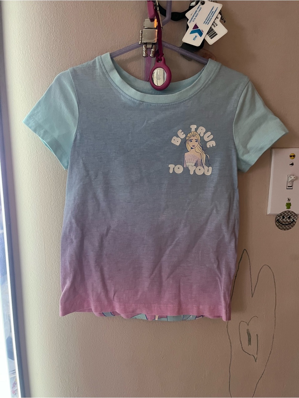 Girls Disney Frozen Ombre 'Be True To You' Graphic Tee - Blue/Purple/Pink